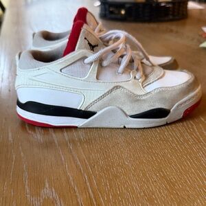 Kids Jordan’s White and Red Sneakers